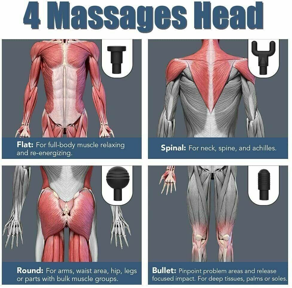 Massage Gun with 4 Heads for different muscle areas