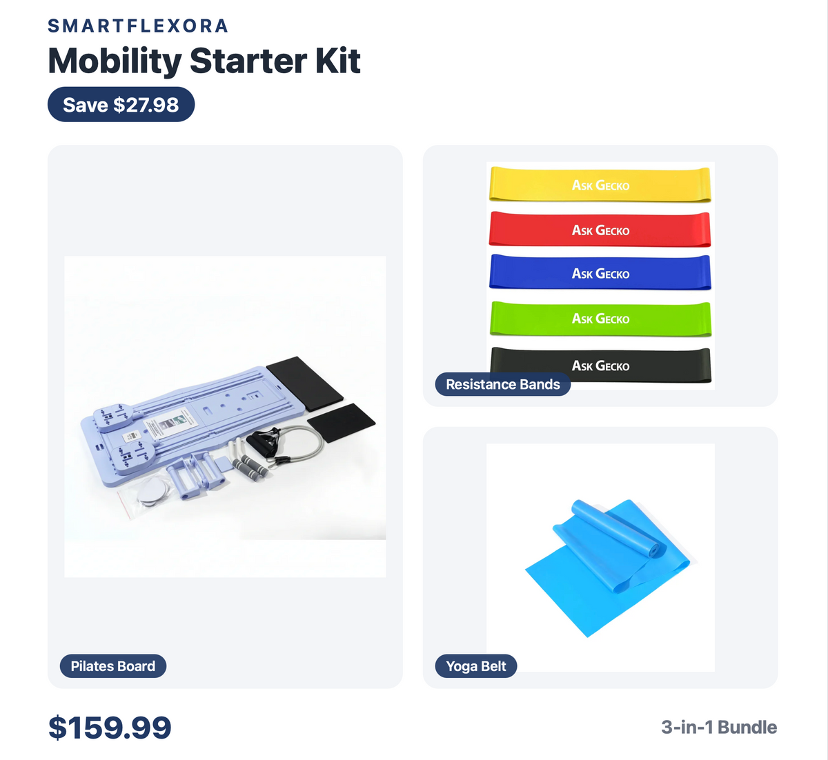 Mobility Starter Kit — Resistance Bands + Yoga Belt + Pilates Board