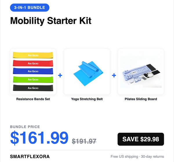 Mobility Starter Kit — Resistance Bands + Yoga Belt + Pilates Board