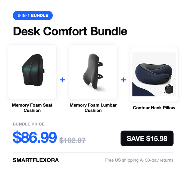 Desk Comfort Bundle — Seat Cushion + Lumbar Cushion + Neck Pillow