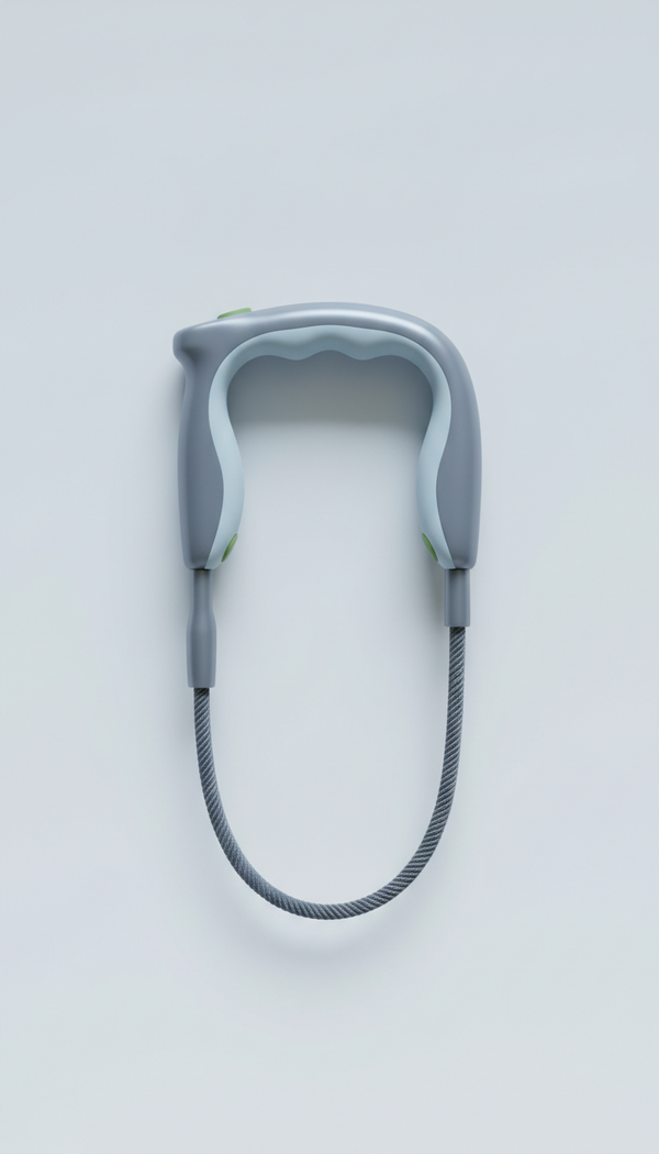 Ergonomic steel leash with padded handle